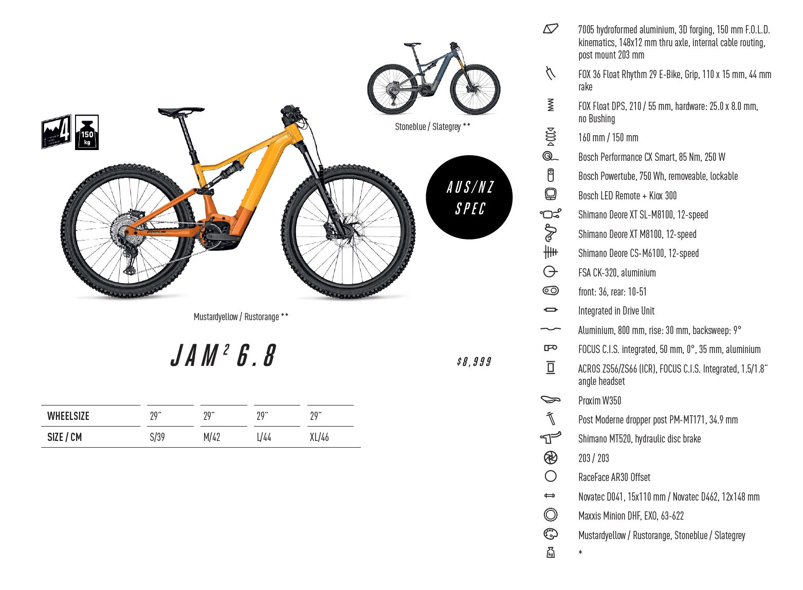 Focus mtb 2025 size chart